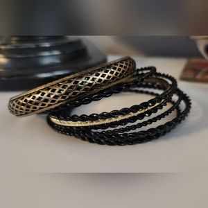 Black and Gold Bangle Bracelet set